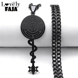 Stainless Steel Hecate Wheel Snake Key Necklace