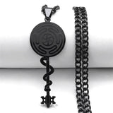 Stainless Steel Hecate Wheel Snake Key Necklace