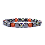 Red Agate Energy Bracelet High Polish Cube Beads Cuff Bracelet