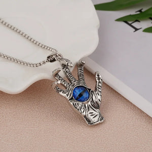 Ghost Hand Demon Eye Pendant Necklace Gothic Dark Punk Jewelry