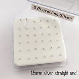 1.5mm Clear Crystal 925 Silver Nose Stud 36Pcs/Pack