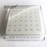 1.5mm Clear Crystal 925 Silver Nose Stud 36Pcs/Pack
