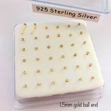 1.5mm Clear Crystal 925 Silver Nose Stud 36Pcs/Pack