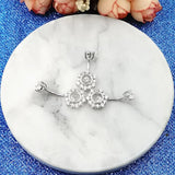 925 Silver Snowflake Zircon Navel Barbell Ring Body Piercing Jewelry