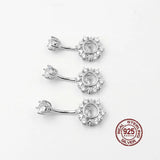 925 Silver Snowflake Zircon Navel Barbell Ring Body Piercing Jewelry