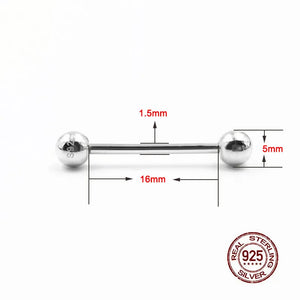 925 Sterling Silver Tongue Piercing Stud Barbells Nipple Ring Eyebrow Nail Body