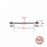 925 Sterling Silver Tongue Piercing Stud Barbells Nipple Ring Eyebrow Nail Body