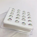 20 Pcs 925 Sterling Silver Nose Rings&Studs Rainbow Cz Inlaid Zircon