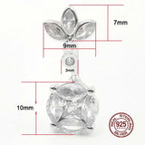 Zircon Charms Navel Piercing S925 Silver Belly Button Rings Sexy Women