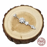 Zircon Dangle Navel Piercing 925 Silver Belly Ring for Women