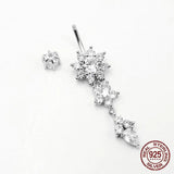 Zircon Dangle Navel Piercing 925 Silver Belly Ring for Women