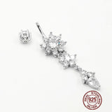 Zircon Dangle Navel Piercing 925 Silver Belly Ring for Women