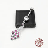 Peacock Belly Button Ring 925 Sterling Silver Navel Piercing