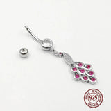 Peacock Belly Button Ring 925 Sterling Silver Navel Piercing