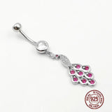 Peacock Belly Button Ring 925 Sterling Silver Navel Piercing
