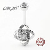 Weave Navel Piercing Silver 925 Sparkling Zircon Belly Button Rings Sexy Women