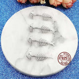 925 Silver Fishbone Belly Button Ring Zircon Navel Piercing