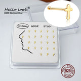 24Pcs 925 Sterling Silver Small Cross Nose Rings & Studs