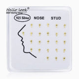 24Pcs 925 Sterling Silver Small Cross Nose Rings & Studs