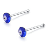 24Pcs/Set 925 Silver Nose Piercing Evil Eye Studs Crystal Septum Jewelry