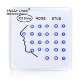 24Pcs/Set 925 Silver Nose Piercing Evil Eye Studs Crystal Septum Jewelry