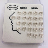 24pcs 925 Silver zircon love heart Nose Rings Studs Piercing Jewelry