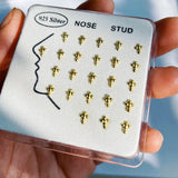24pcs/set Cross Nose Studs 925 Sterling Silver Nose Rings for Women