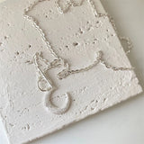 925 Sterling Frosted Moon Chain Necklace Women Wedding Jewelry