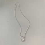 925 Sterling Frosted Moon Chain Necklace Women Wedding Jewelry