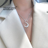 925 Sterling Frosted Moon Chain Necklace Women Wedding Jewelry