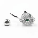 925 Silver Leopard Belly Button Ring Crystal Navel Piercing Jewelry