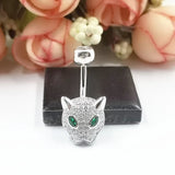 925 Silver Leopard Belly Button Ring Crystal Navel Piercing Jewelry