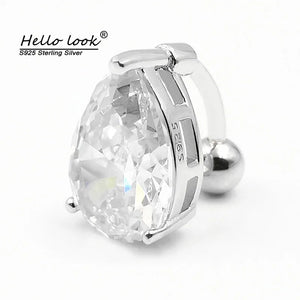 925 Silver Belly Button Ring CZ Navel Piercing Jewelry Women Summer