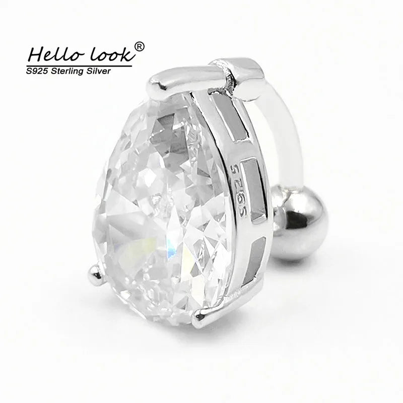 925 Silver Belly Button Ring CZ Navel Piercing Jewelry Women Summer