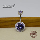 925 Silver Belly Button Ring Hypoallergenic Zircon Nail