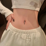 925 Silver Belly Buttton Ring Zircon Tree Leaf Navel Piercing Jewelry