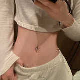 925 Silver Belly Buttton Ring Zircon Tree Leaf Navel Piercing Jewelry