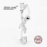 925 Silver Belly Buttton Ring Zircon Tree Leaf Navel Piercing Jewelry