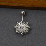 925 Silver Belly Piercing Flower CZ Navel Jewelry
