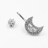 Moon Style Cz Navel Piercing Belly Button Ring 925 Silver Body Jewelry