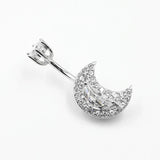 Moon Style Cz Navel Piercing Belly Button Ring 925 Silver Body Jewelry