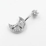 Moon Style Cz Navel Piercing Belly Button Ring 925 Silver Body Jewelry