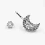 Moon Style Cz Navel Piercing Belly Button Ring 925 Silver Body Jewelry