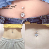 925 Silver Belly Ring CZ Belly Bar Navel Piercing