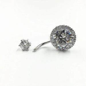 925 Silver Belly Ring CZ Belly Bar Navel Piercing