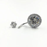 925 Silver Belly Ring CZ Belly Bar Navel Piercing