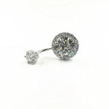 925 Silver Belly Ring CZ Belly Bar Navel Piercing