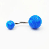925 Silver Opal Ball Belly Button Ring Navel Piercing Barbell