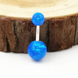 925 Silver Opal Ball Belly Button Ring Navel Piercing Barbell