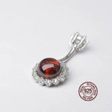 925 Silver Belly Button Ring Garnet Body Piercing Jewelry